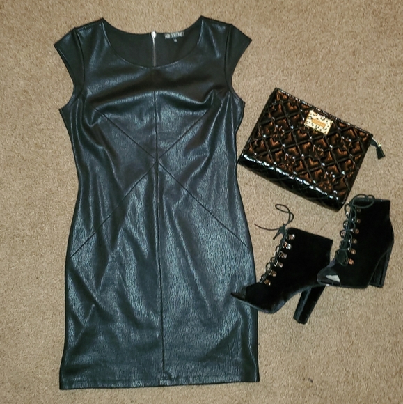Black Bodycon faux leather Dress - Picture 1 of 2